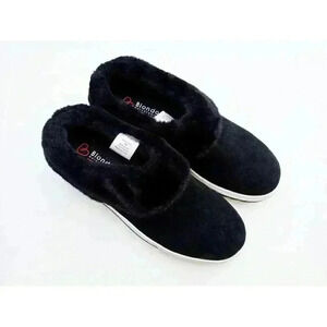 Blondo Suri Waterproof Suede Slip-On Sneaker Faux-Fur Lining in Black Womens 7M